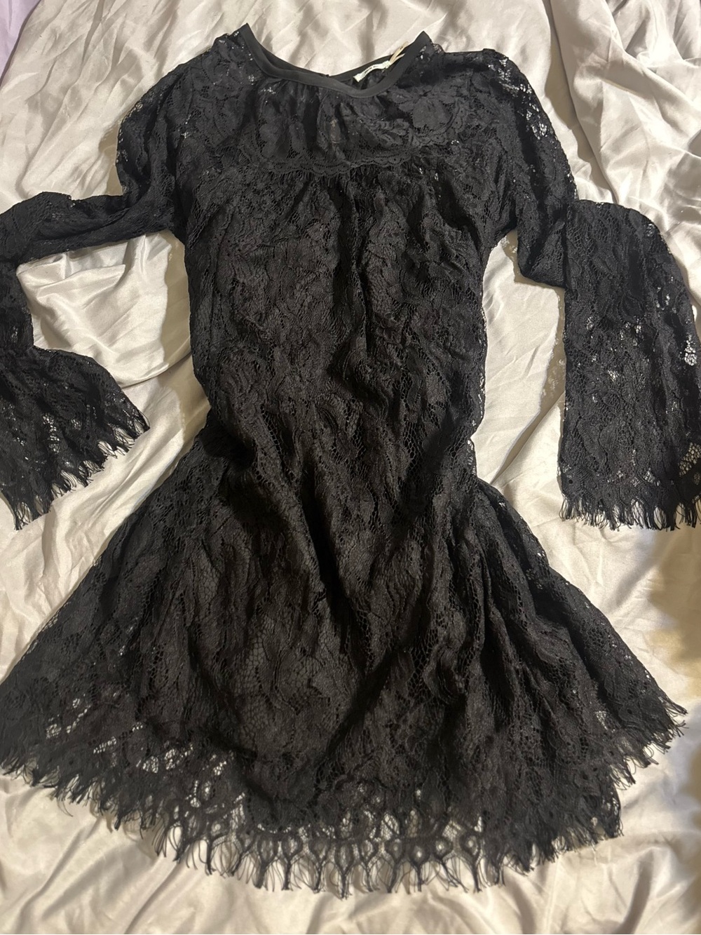 Vintage Kimchi blue - Black Lace Long-Sleeve Mini Dress (urban outfitters)